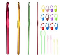 4 Pcs Crochets en Aluminium Multicolore - Set de Tricot Avec Marqueurs de Points et Aiguilles en Plastique à Grand Chas