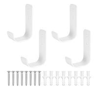 4 Pcs Crochets J Muraux Blancs pour Garage, Objets Encombrants | Crochets en J robustes, à visser au mur