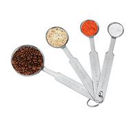 4 pcs cuillères à mesurer en acier inoxydable pour ingrédients secs et liquides, 1,25 ml à 15 ml de cuillères empilables avec anneau pour la cuisson, la cuisson, le café