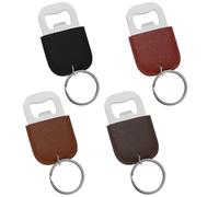 4 Pcs Décapsuleurs Porte Clés, Ouvre-Bouteille en Acier Inox, Ouvre-bouteille de Bière Porte-clés, Decapsuleurs Personnalisé avec Cuir pour Maison Cuisine Restaurant Fête, Cadeaux pour Hommes Femme