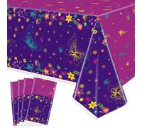 4 Pcs Décorations De Nappes De Fête De Film - Couverture De Table En Plastique Papillon, Nappe Rectangulaire Papillon Magique Pour Les Fournitures D'anniversaire, 51 X 86,6 Pouces