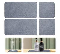 4 Pcs Dessous De Verre Diatomite sous-Verres en Diatomite Absorbant l'eau avec 16 Pastilles AdhéSives, Plateau en Pierre Absorbant l'eau pour Savon, Gobelets, Bouteilles et Bouteilles De CosméTiques