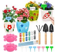 4 Pcs Diy Ceramic Flower Pot Paint Kit Mini Set Garden Tools Paint Your Own Ceramic Pot Gifts For Flower Growers