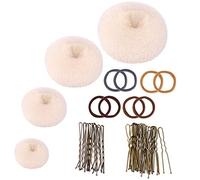 4 Pcs Donut Bun Accessoires de Coiffure Chignon Magique Beignet Cheveux Tailles Diverses Donuts à Chignon avec 8 Pcs Bande de Cheveux Elastiques et 30Pcs Épingles à Cheveux pour les Femmes Fille