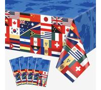 4 PCS drapeau international nappes, 130x220cm drapeau du monde pays nappe de table patriotique couverture de table pour bière fête Coupe du monde décorations festival événements célébration