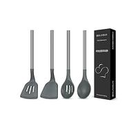 4 PCS Ensemble d'Ustensiles de Cuisine en Silicone, Spatules pour Wok - Spatules Fente - Cuillère de Cuisine - Cuillère Fendue, Ustensiles de Cuisine Antiadhésifs Sans BPA, Résistants à la Chaleur