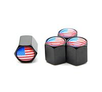 4 pcs/Ensemble en Alliage de Zinc Amérique Drapeau Style Valve de Valve de Tige de Tige de Pneu Bouchons de Valve d'air de Tige de Roue pour Les Voitures automatiques (Noir)