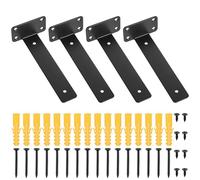 4 Pcs Équerre Étagère de Fixation, 200mm Equerre Etagere Murale, Support Etagere Murale, Supports d'étagère en Bois, Equerre de Fixation Murale, Etagere Murale Fixation Invisible Flottants, Noire