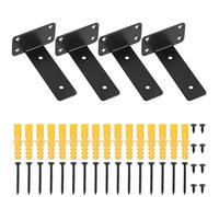 4 Pcs Équerre Étagère de Fixation,Equerre Etagere Murale, Support Etagere Murale, Supports d'étagère en Bois, Equerre de Fixation Murale, Etagere Murale Fixation Invisible Flottants (noir 125MM)