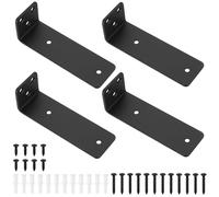 4 Pcs Equerre Etagere Murale, Équerre Étagère Flottants, Support Etagere Murale Industrielle, Supports d'étagère Muraux, Etagere Murale Fixation, Supports en L en Métal, Noir (4.92 pouces/125 mm)