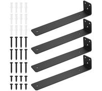 4 Pcs Equerre Etagere Murale, Équerre Étagère Flottants, Support Etagere Murale Industrielle, Supports d'étagère Muraux, Etagere Murale Fixation, Supports en L en Métal, Noir (7.87 pouces/200 mm)