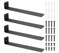 4 Pcs Equerre Etagere Murale, Équerre Étagère Flottants, Support Etagere Murale Industrielle, Supports d'étagère Muraux, Etagere Murale Fixation, Supports en L en Métal, Noir (9.84 pouces/250 mm)