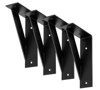 4 Pcs Equerre Etagere Murale, Équerre Étagère Murale, Support Étagère en Metal, Support Etagere Murales, Supports d'étagères pour Cuisine Salle de Bain Bibliothèque Planche de Bois (Noir,150x100mm)