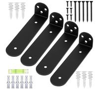 4 Pcs Equerre Etagere Murale Noir, 16 cm Support Étagère, Équerre de Dixation, Supports d'Étagère Muraux Flottants à 90 Degrés pour Etagere Murale