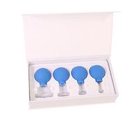 4 Pcs Facial Glass Cupping Set - Vacuum Suction Cupping Cups, Silicone Cupping Massage Therapy, for Beauty Body Cup Lymphatic Fascia Massager (Blue)