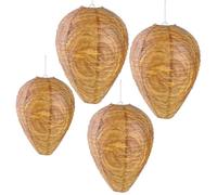 4 Pcs Faux Nid de Guêpes, Leurres de Nid de Guêpes Suspendu, Anti Guepe, Factice en Papier, Faux Nid de Frelon pour Devant La Maison et Le Jardin