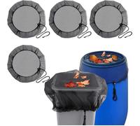 4 Pcs Filet Protection Citerne Eau - Anti Feuilles & Moustiques, Couvercle Ajustable avec Cordon Serrage pour Réservoir Pluie 60 cm