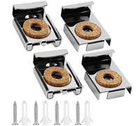 4 Pcs Fixation Miroir,Carré Support Miroir, Montage Mural en Verre sans Cadre Fixation Miroir Mural avec 4 Jeux de Broches et de Vis pour Accrocher et Fixer le Miroir ou le Verre