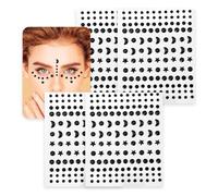 4 pcs gemmes Glitter Stone autocollants, stickers d'art du visage, gemmes du visage tatouage temporaire Pierre partie maquillage Festival visage corps (noir)
