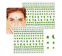 4 pcs gemmes Glitter Stone autocollants,visage gemme tatouage temporaire Pierre visage visage yeux corps partie maquillage Festival (vert)