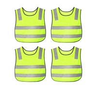4 Pcs Gilet de Sécurité Enfants, Gilets Réfléchissants à Haute Visibilité, Gilets Reflechissants pour Enfant Jaunes Veste Haute Visibilité