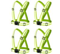 4 PCS Gilet Réfléchissant Haute Visibilité,4x1.5cm Vert Fluorescent | Haute Visibilité, Polyester, Élastique, Vélo, Jogging et Randonnée