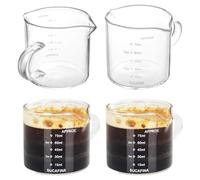4 Pcs Gobelet Doseur À Expresso, Verres Doseurs À Expresso En Verre Avec Poignée, 100ML Transparent Verre À Mesureur Expresso, Bec Verseur En V Avec Double Échelle Pour Café, Cappuccino, Latte, Vin