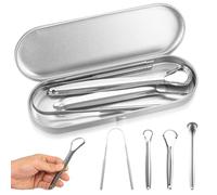 4 Pcs Gratte Langues, Tongue Scraper, Gratte-Langue, Grattoirs Gratte-langues en Acier Inoxydable, Limpiador Lengua pour Une Haleine Fraîche et Soins Bucco-dentaires Nettoyeur Langue(4 modèles)