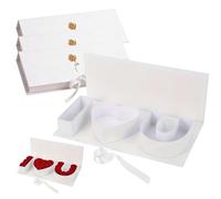 4 Pcs I Love You Heart-Shaped Gift Box Empty Valentines Box Fillable Letter Floral Decor White I Heart U Keepsake Gift for Valentine's Day Wedding Mother's Day Birthday Gifts