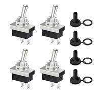 4 PCS Interrupteur À Bascule Marche/Arrêt KN3(D)-101 12V 25A - Connecteur 2 Broches, Interrupteur 12V Étanche En Métal Avec Capuchon En Caoutchouc pour Voiture, Marine Et Bateau