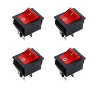 4 Pcs Interrupteur a Bascule ON OFF ON,16A 250V 20A 125V AC avec Lumière Rouge,4 Broches 2 Positions Boutons Interrupteur,Interupteur à Touche Basculante d'alimentation Rectangulaire KCD,Toggle Switch