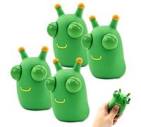 4 pcs Jouets à Presser, Jouet Amusant de Pincement de Ver d'herbe, Faire Sortir Les Yeux Soulager L'anxiété Et Le Stress, Jouets Spongieux Innovants pour Cadeaux de Fête Garçon Fille
