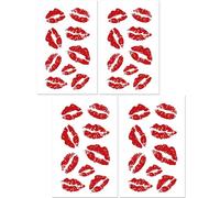 4 PCS Kiss Tattoos Temporaire,Rouge À Lèvres Autocollants,Tatouage Temporaire,Imperméable Autocollants De Baiser Autocollants Décoratifs pour Halloween Noël Costume Fêtes Accessoires
