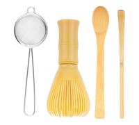 4 Pcs Kit The Matcha Kit Complet: Fouet Matcha & Cuillere Traditionnelle & Tamis à Matchas Bambou & Support de Fouet, pour Cérémonie Du Thé Matchas, Cadeaux pour Débutants et Passionnés