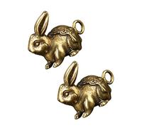 4 pcs lapin pendant bronze bijoux pendentif mini lapin figurine zodiaque signe charm