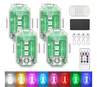 4 PCS LED Anti Collision pour Voiture avec Télécommande, 8 Couleurs Rechargeable Mini Stroboscope sans Fil à Haute Luminosité pour Moto, Drone, Vol de Nuit