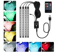4 Pcs LED Voiture Interieur, Éclairage Intérieur de Voiture, Bande Lumineuse de Musique pour TV Auto, Car Accessories pour Men