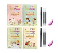 4 pcs Livres Cahier De Pratique Magique,Cahier Calligraphie Pour Enfant, Cahier D'écriture Cursive Cahier Vacances Cahier D'écriture