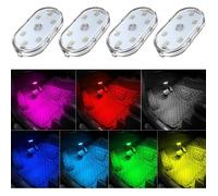 4 PCS Lumières intérieures de Voiture,Eclairage d'ambiance 7 Couleurs pour l'intérieur de la Voiture
