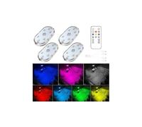 4 PCS Lumières LED pour l'intérieur de la Voiture avec télécommande,7 Couleurs d'éclairage d'ambiance pour l'intérieur de la Voiture,Eclairage intérieur de Voiture,Eclairage Portable pour Voiture