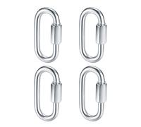 4 Pcs M8 Crochet Mousqueton De Verrouillage Robuste, Mousqueton Clip Mousqueton, Chaîne À Maillon Rapide en Acier Inoxydable pour Activité De Plein Air, Camping, Pêche, Randonnée - Roulement 500KG