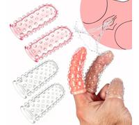 4 pcs manchettes vibrantes pour doigts en silicone souple rose & transparent, stimulateur clitoridien vaginal et anal, jouet intime portable pour adultes