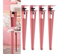 4 Pcs Metal Table Clamp Legs,Adjustable Coffee Table Legs,F-Shape Dining Desk Foot,Iron Workbench Support Legs,DIY Bar Legs,No Punching Design,with Adjustable Feet (76cm(30in),Pink)