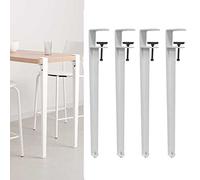 4 Pcs Metal Table Clamp Legs,Adjustable Coffee Table Legs,F-Shape Dining Desk Foot,Iron Workbench Support Legs,DIY Bar Legs,No Punching Design,with Adjustable Feet (40cm(16in),White)