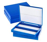 4 Pcs Microscope Slide Storage Box, Plastic Microscope Glass Slide Holder with Lock for Microslide 100place
