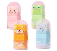 4 Pcs Mignon Crayon Gomme pour Enfants, Gommes D'animaux Kawaii Caoutchouc de Papeterie pour étudiants Gomme à Crayons Plastique Caoutchouc Gommes pour L'école, La Peinture, écriture