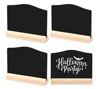 4 Pcs Mini Tableaux Noirs Mini Panneau d'Affichage Double Face Tableau de Message Petits Tableaux Noirs de Table avec Supports Petite Ardoise Craie pour Mariage Fête D'anniversaire Événement Buffet