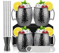4 pcs Moscow Mule Tasse de Cuivre 500ml, Moscow Mule Mug Verres à Cocktail pour Cocktail, Boissons Froides, jaune