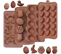 4 PCS Moule Chocolat Paques en Silicone, Moules Oeuf Chocolat, Moule Chocolat Paques, Moule Oeuf de Paques, Moule Oeuf de Lapin de Pâques, Moule à Pâques en Silicone pour Fête de Pâques DIY Chocolat