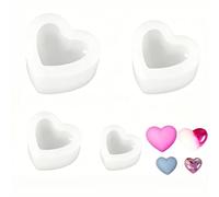 4 Pcs Moule en Silicone Coeur 3D 1 1.5 2 2.5 Pouces pour Création Polystyrène Gateau Piece Montee Polystyrene Coeur Decoration Repose Main Manucure Coussin Manucure Polystyrène Extrudé